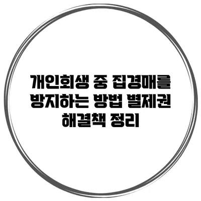개인회생 중 집경매를 방지하는 방법 별제권 해결책 정리