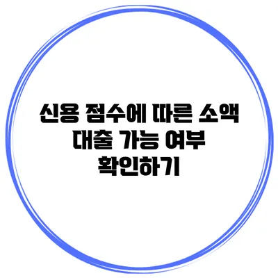 신용 점수에 따른 소액 대출 가능 여부 확인하기