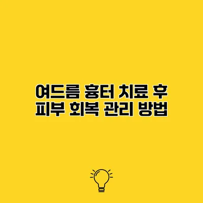 여드름 흉터 치료 후 피부 회복 관리 방법