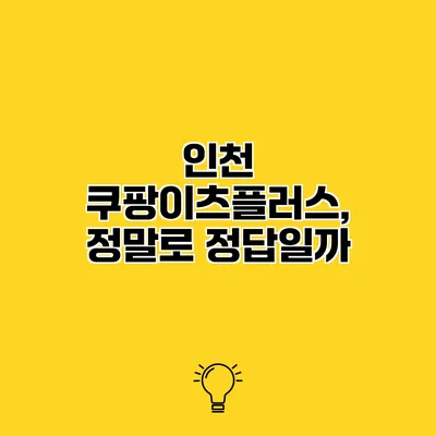 인천 쿠팡이츠플러스, 정말로 정답일까?