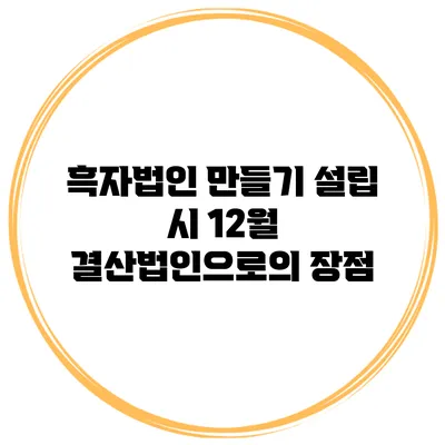 흑자법인 만들기 설립 시 12월 결산법인으로의 장점